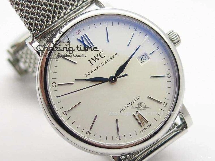 MIROTIME 0130 Portofino SCHAFFHAUSEN SS MKF 1:1 Best Edition White Dial On Mesh Bracelet A TravelReady 7341